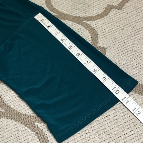 SuperFoxx Teal Faux Wrap pleated front stretch 3/4 sleeve jumpsuit - Picture 15 of 17